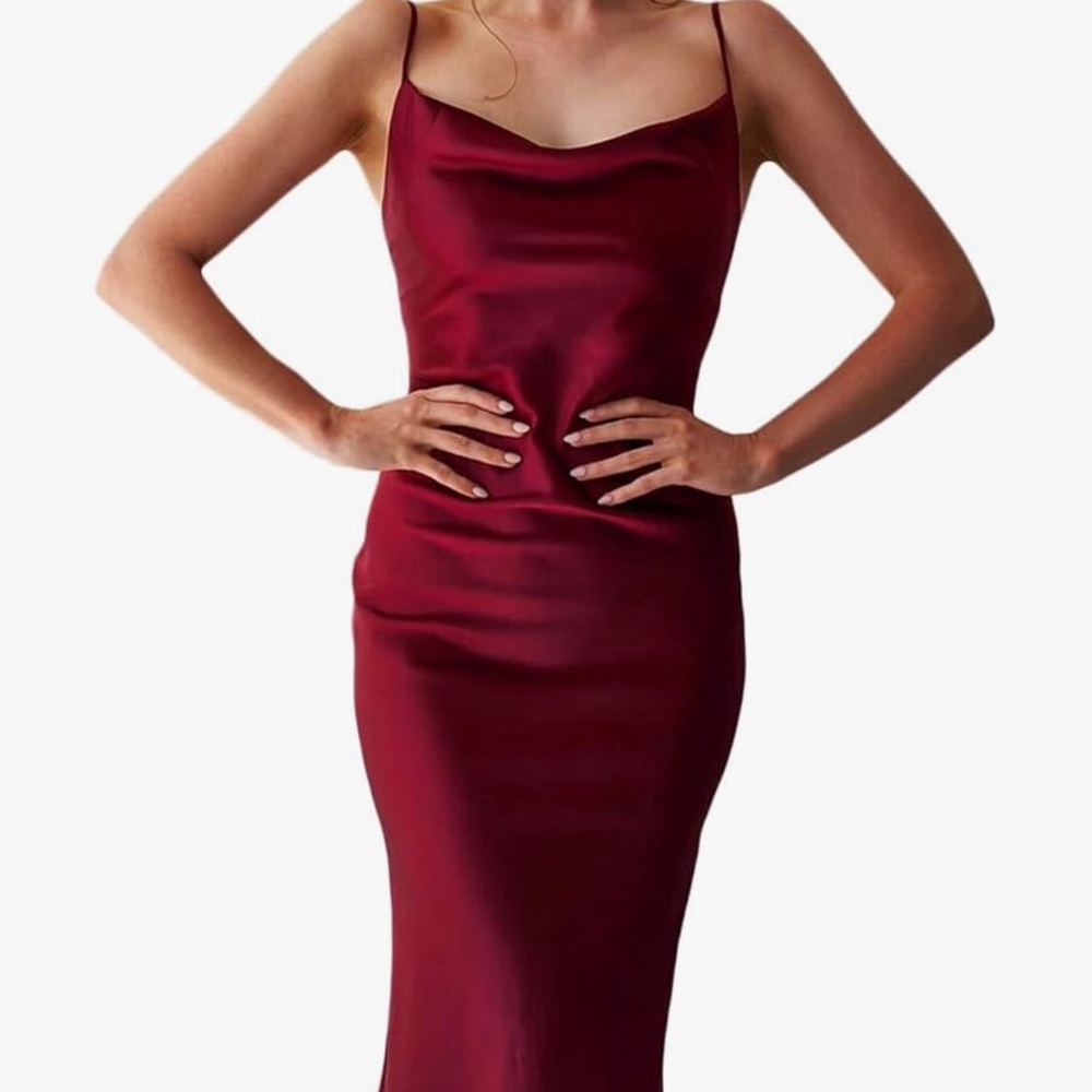Red Wine Satin Dress